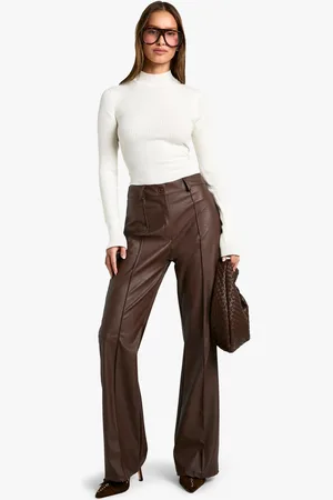 Boohoo Nepleren Flared Skinny Fit Broek Met Naaddetail