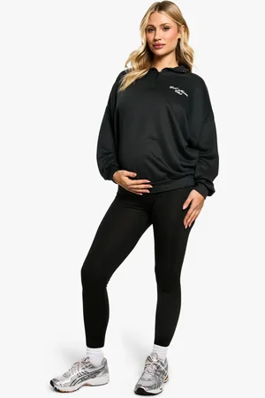 Boohoo Zwangerschap Cool Moms Club Trui Met Tekst En Korte Rits En Leggings Set