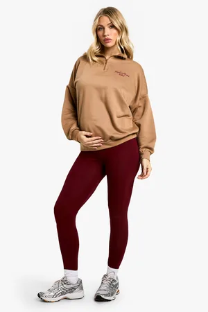 Boohoo Zwangerschap Cool Moms Club Trui Met Tekst En Korte Rits En Leggings Set