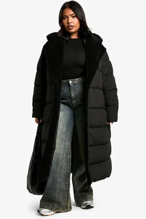 Boohoo Plus Gewatteerde Jas Met Teddy Zoom