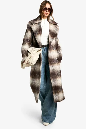 Boohoo Oversized Geruite Nepwollen Jas