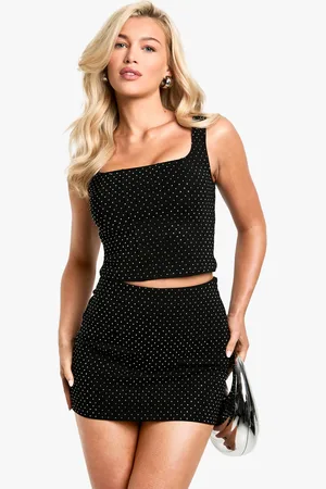 Boohoo Hot Fix Korset Top Met Steentjes