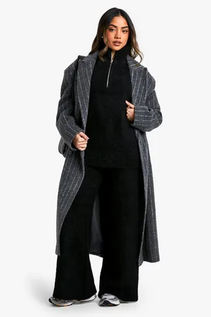 Boohoo Oversized Gebreide Trui Met Korte Rits En Wide Leg Broek Set