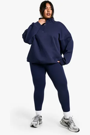 Boohoo Plus Oversized Trui Met Korte Rits En Leggings Set