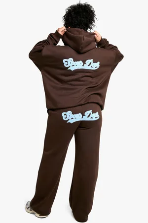 Boohoo Plus Badstoffen Sports Dept Joggingbroek Met Rechte Pijpen
