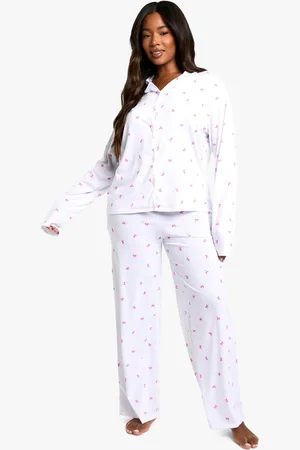 Boohoo Plus Pyjama Set Met Broek En Strik Print