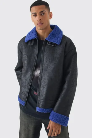 Boohoo Extreem Oversized Nep Suède Aviator Jacket In Zwart