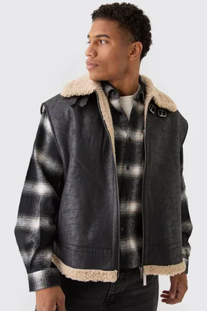 Boohoo Oversized Nep Suède Aviator Bodywarmer In Zwart