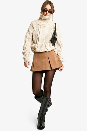 Boohoo Geplooid Nep Suède Mini Rokje