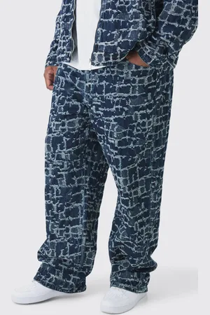 Boohoo Plus Versleten Gestreepte Baggy Jeans