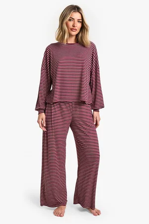 Boohoo Petite Gestreepte Jersey Lounge Pyjama Set Met Broek