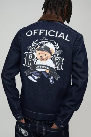 Boohoo Regular Fit Harrington Jas Met Print En Corduroy Kraag