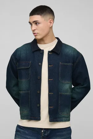 Boohoo Gebleekte Vintage Regular Fit Spijkerjas Met Corduroy Kraag