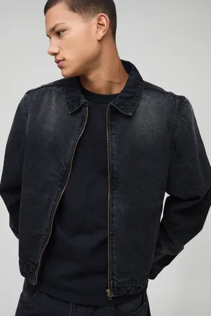 Boohoo Gebleekte Zwarte Harrington Spijkerjas