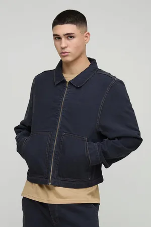 Boohoo Carpenter Denim Harrington Jas Met Contrasterende Stiksels