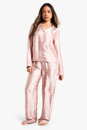 Boohoo Hartjes Pyjama Set Met Blouse Met Lange Mouwen En Broek