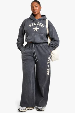 Boohoo Plus Gebleekte Nyc Joggingbroek Met Rechte Pijpen