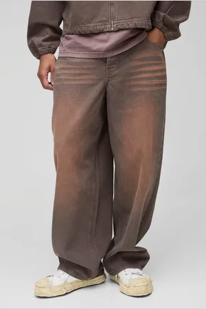 Boohoo Onbewerkte Gebleekte Bruine Super Baggy Jeans