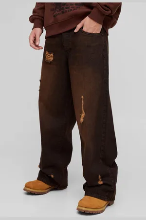 Boohoo Onbewerkte Gescheurde Bruine Baggy Jeans