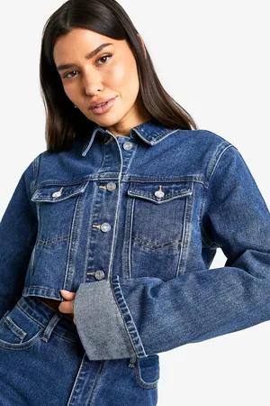 Boohoo Tall Korte Spijkerjas Met Omgeslagen Mouwen