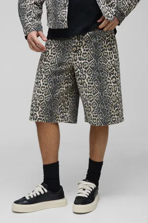 Boohoo Gebleekte Baggy Keperstof Luipaardprint Shorts