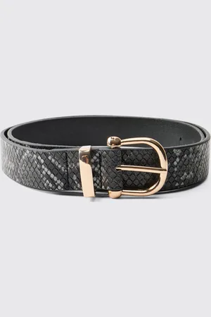 Boohoo Zwarte Nep Slangenleer Riem