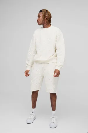 Boohoo Tall Gewatteerde Jacquard Trui Met Stiksels En Shorts Set