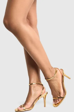 Boohoo Brede Lage Metallic Naaldhakken Met Dunne Bandjes