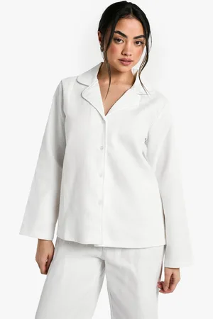Boohoo Wafel Gebreide Pyjama Set Met Blouse En Broek