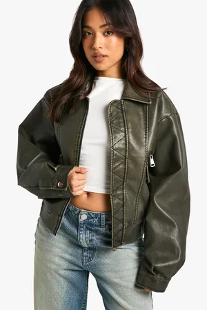Boohoo Petite Nepleren Vintage Look Bomberjack