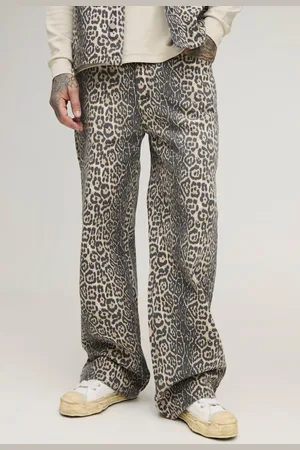 Boohoo Tall Gebleekte Baggy Luipaardprint Jeans