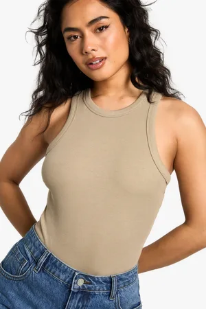 Boohoo Basic One Piece Met Racer Hals