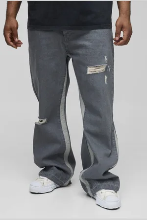 Boohoo Plus Versleten Flared Slim Fit Jeans Met Panelen En Gusset