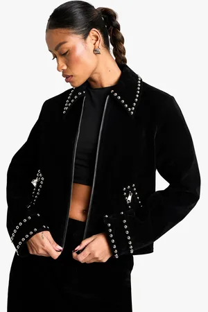 Boohoo Nep Suède Jas Met Studs