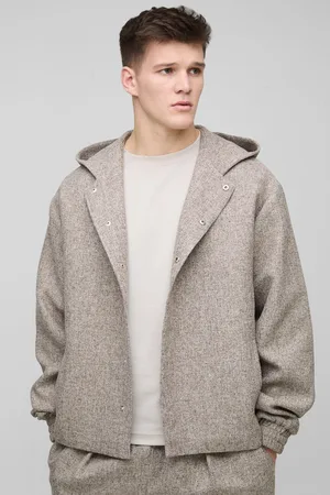 Boohoo Tall Getailleerde Bouclé Jas Met Capuchon