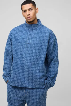 Boohoo Oversized Denim Rugby Overhemd Met Textuur