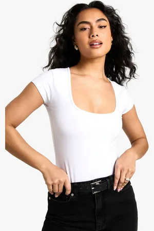 Boohoo Basic One Piece Met Vierkante Hals En Korte Mouwen