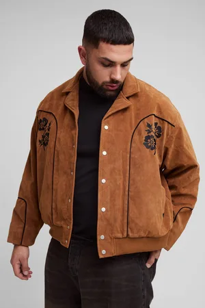 Boohoo Plus Geborduurde Nep Suède Western Jas