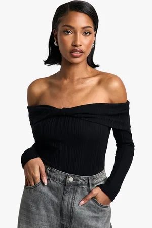 Boohoo Geribbelde Gedraaide Dardot One Piece