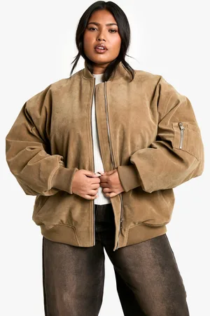 Boohoo Plus Oversized Suède Vintage Bomberjack