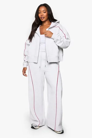 Boohoo Plus Wide Leg Joggingbroek Met Zijstreep