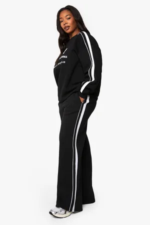Boohoo Plus Wide Leg Joggingbroek Met Zijstreep
