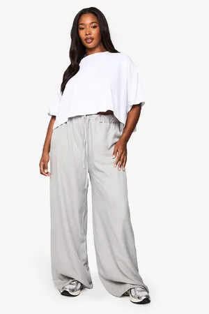 Boohoo Plus Geweven Wide Leg Broek Met Touwtjes
