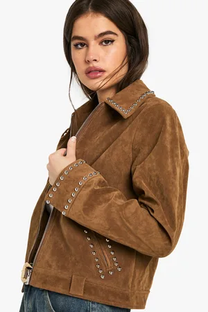 Boohoo Nep Suède Jas Met Studs