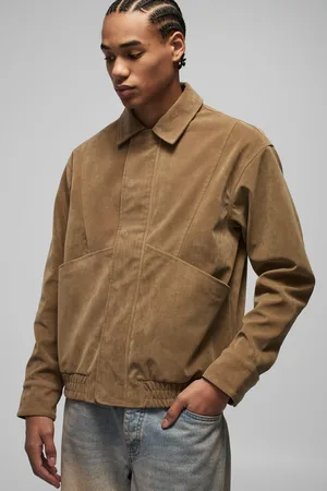 Boohoo Boxy Nep Suède Harrington Jas Met Zakken