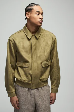 Boohoo Boxy Nep Suède Harrington Jas Met Utility Zakken
