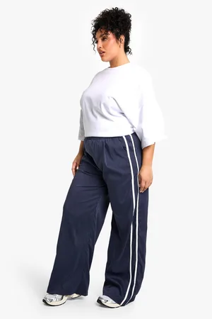 Boohoo Plus Gestreepte Wide Leg Broek