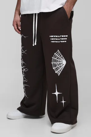 Boohoo Plus Wide Leg Joggingbroek Met Print