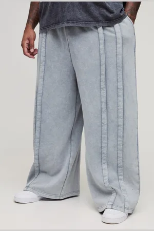 Boohoo Plus Dikke Acid Wash Gebleekte Extreme Wide Leg Joggingbroek Met Naaddetail