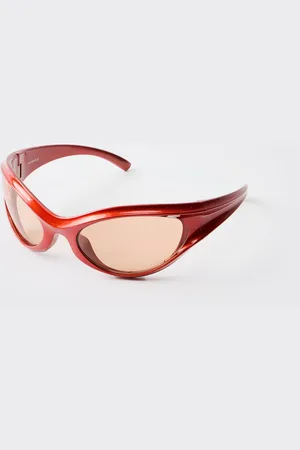 Boohoo Ronde Rode Plastic Zonnebril